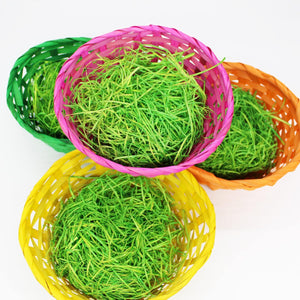4er Set Körbe aus Bast BUNT mit Deko Gras bunte Bastkörbe in 4 Farben rund Größe je 22,5 x 7,5 tolle Dekoration zu Ostern Osterkorb